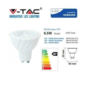Lampada Led 6,5W GU10 110° 480 Lumen Luce Calda Samsung